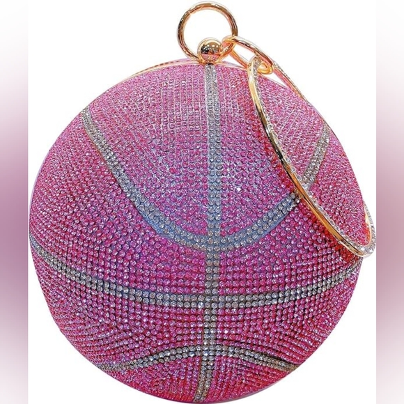 Pink Rhinestone Basketball Purse - Picture 1 of 2